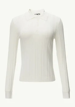 Gerippter Pullover mit Polokragen im Slim Fit-Comma Fashion