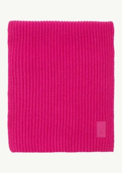 Gerippter Schal mit Label-Patch aus Wollmix-Comma New
