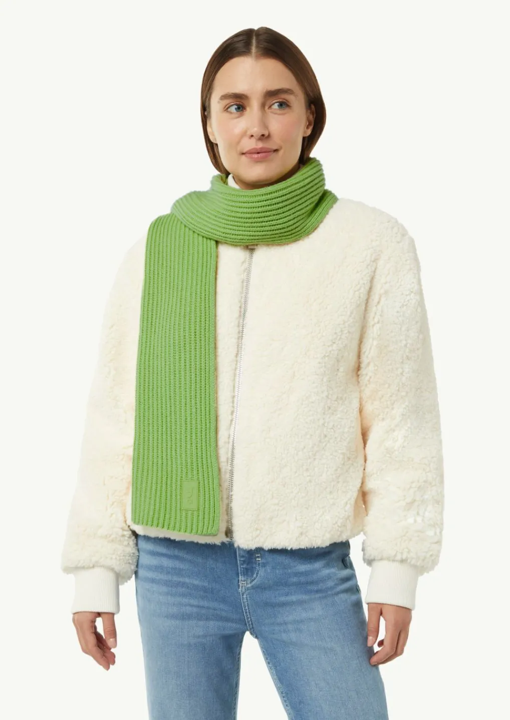 Gerippter Schal mit Label-Patch aus Wollmix-Comma Sale