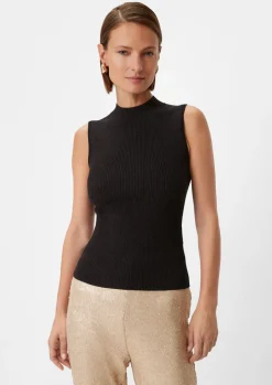 Geripptes Stricktop mit Glitzergarn-Comma Sale