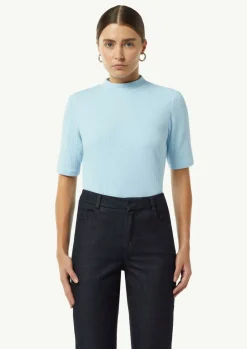 Geripptes T-Shirt im Slim Fit-Comma Clearance