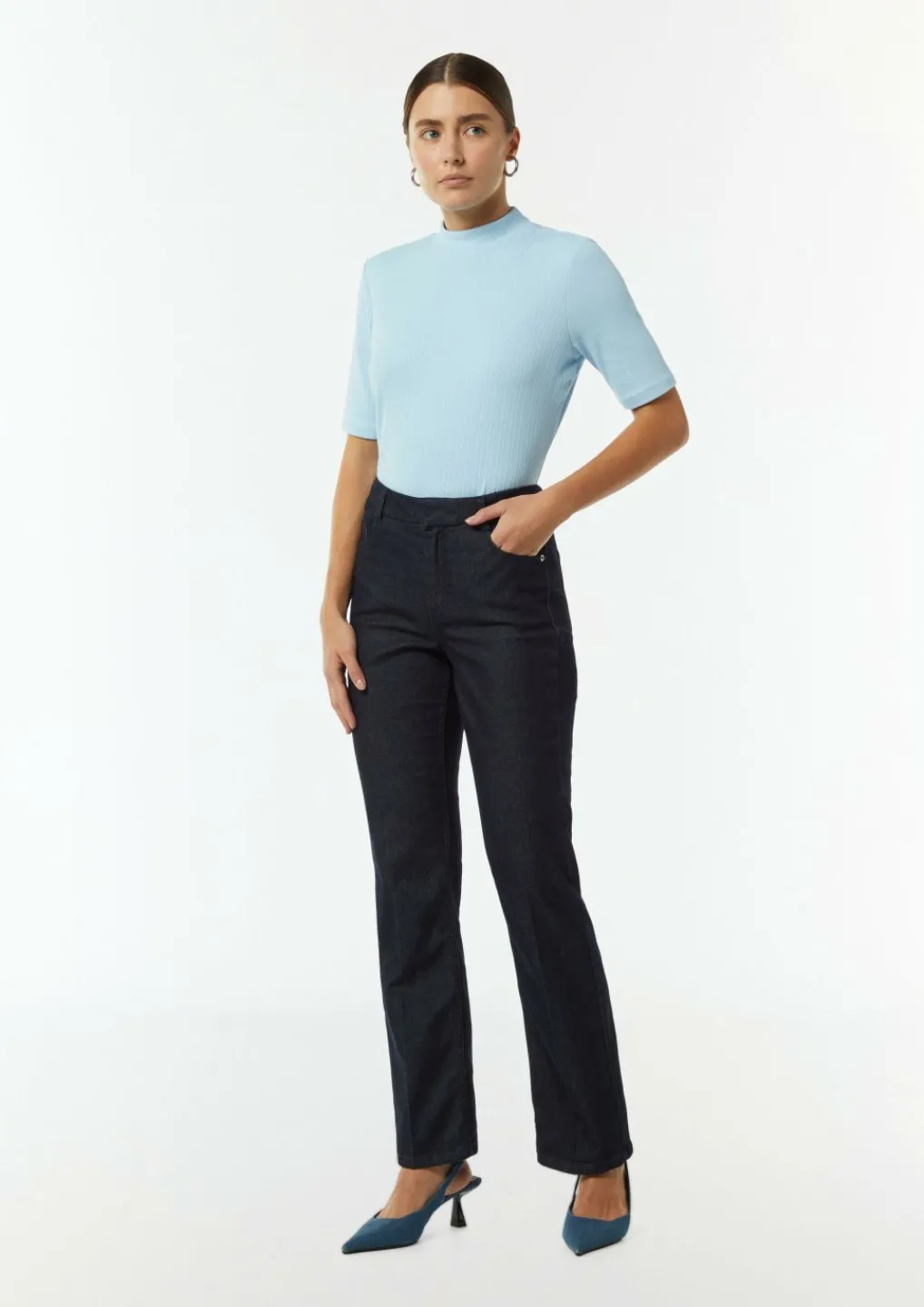 Geripptes T-Shirt im Slim Fit-Comma Clearance