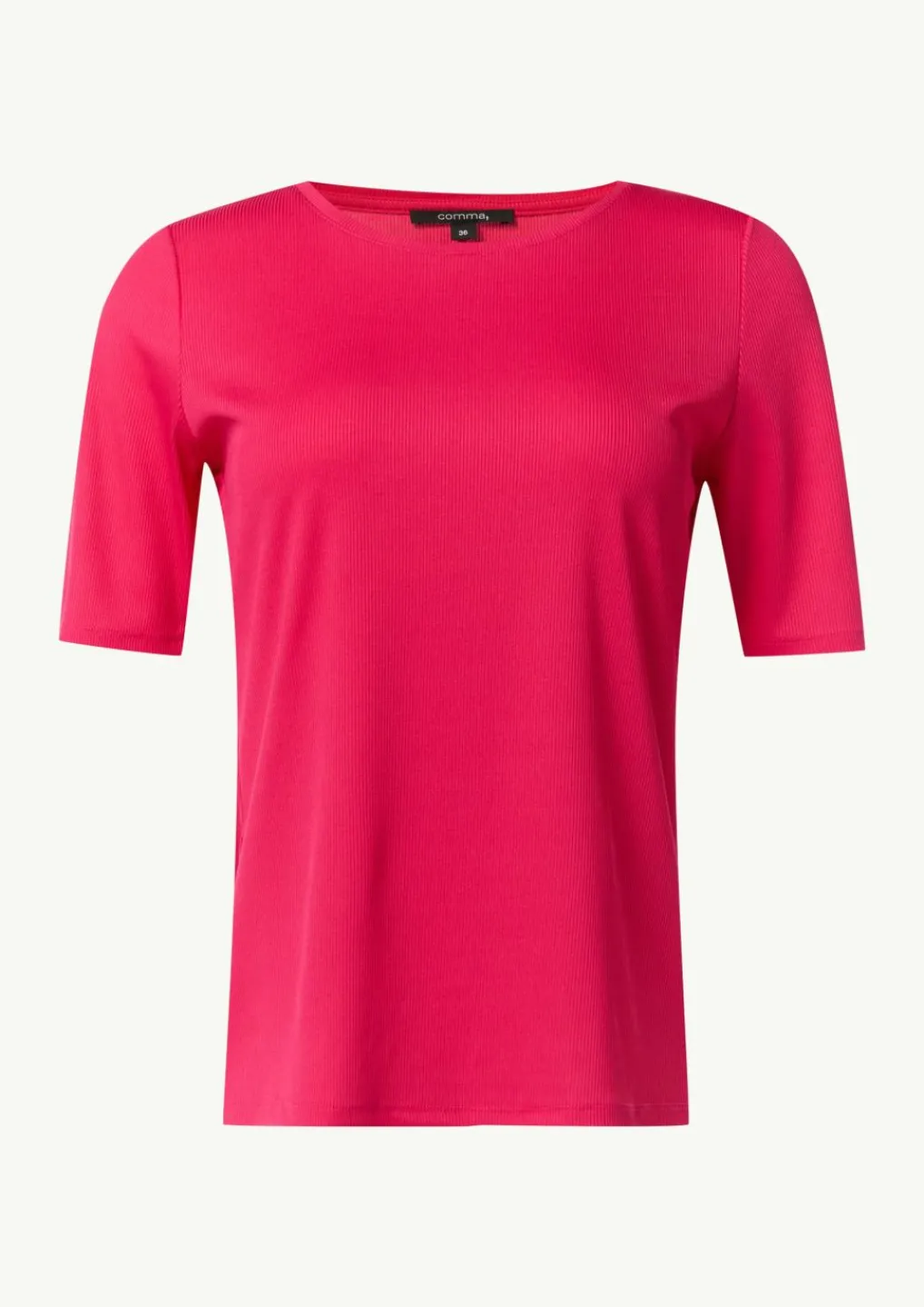 Geripptes T-Shirt mit Rundhalsausschnitt-Comma Outlet