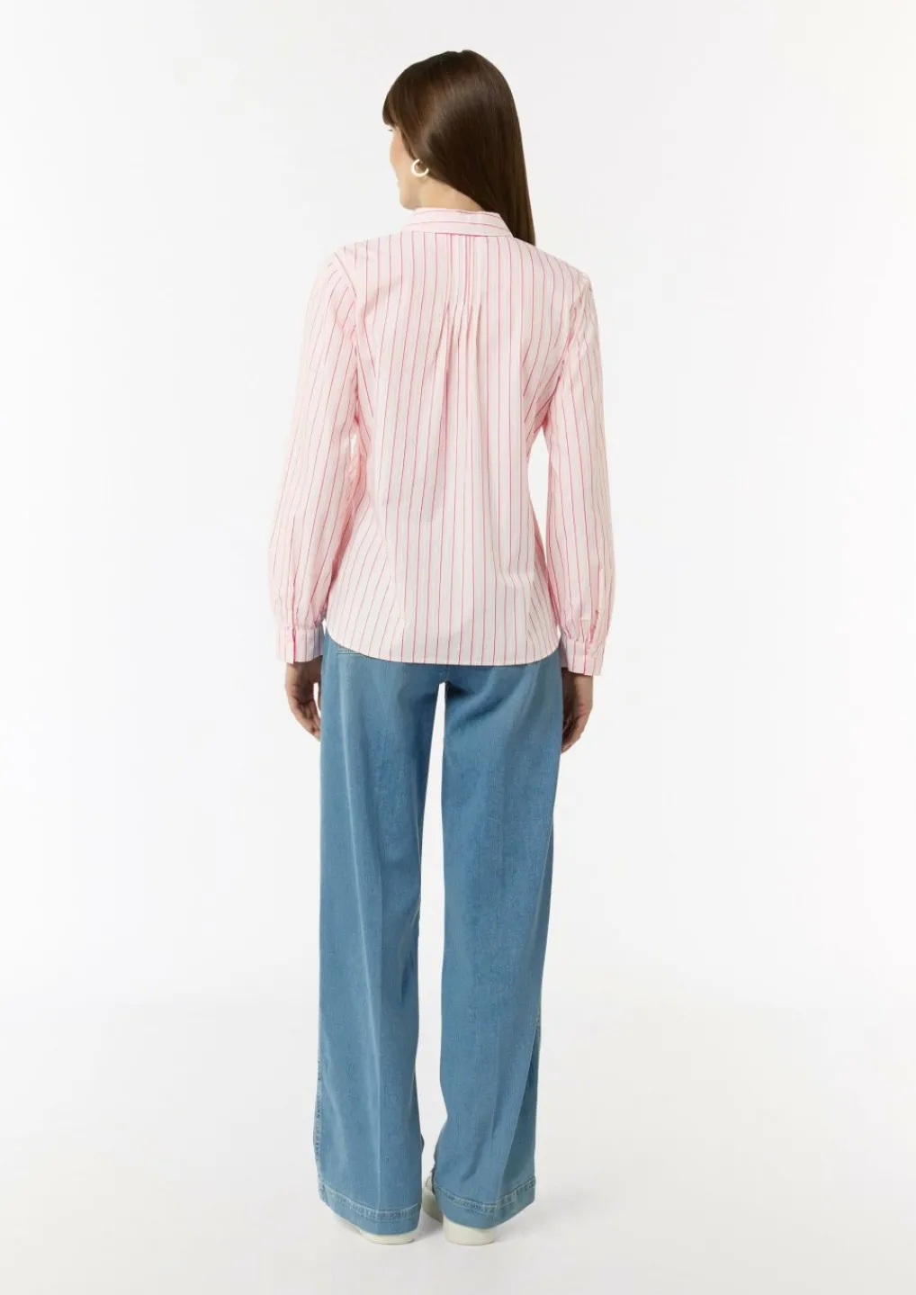 Gestreifte Baumwollbluse mit Faltendetail am Rücken-Comma Clearance
