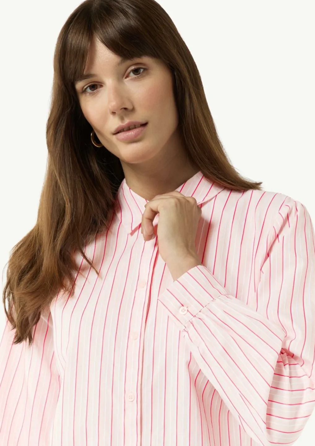 Gestreifte Baumwollbluse mit Faltendetail am Rücken-Comma Clearance
