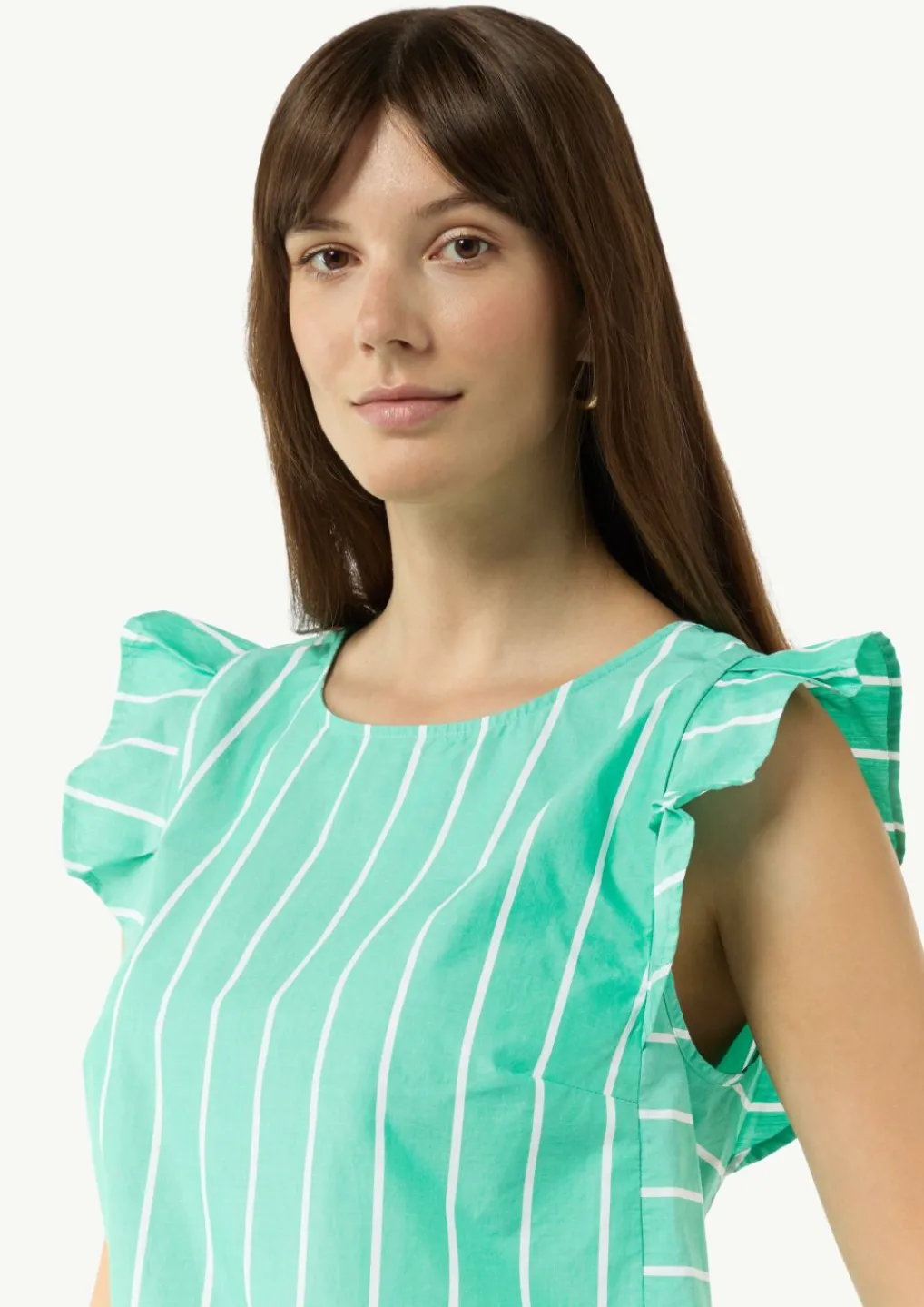 Gestreifte Baumwollbluse mit Volants-Comma Outlet