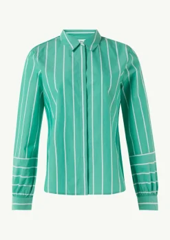 Gestreifte Hemdbluse mit Manschetten und Teilungsnaht-Comma Best