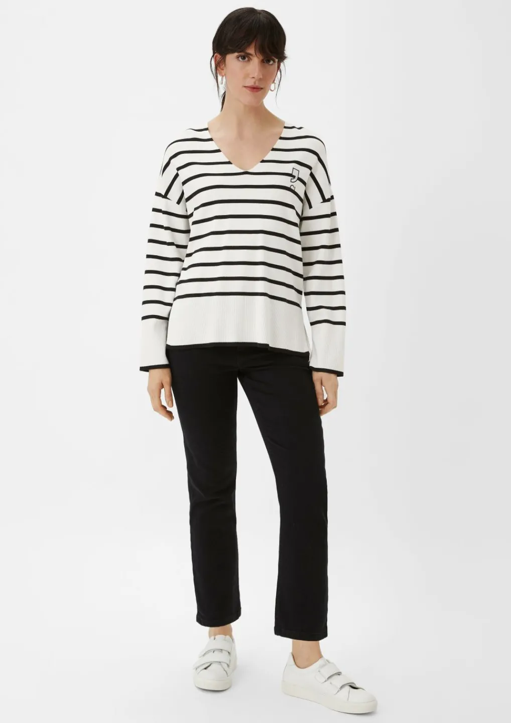 Gestreifter Feinstrickpullover-Comma Online