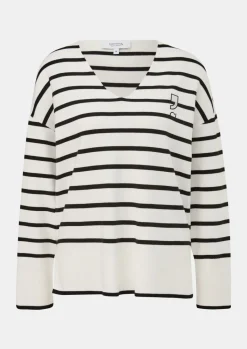 Gestreifter Feinstrickpullover-Comma Online