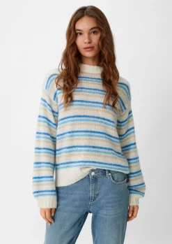 Gestreifter Strickpullover aus Alpakamix-Comma Discount