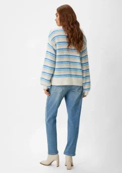 Gestreifter Strickpullover aus Alpakamix-Comma Discount