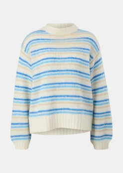 Gestreifter Strickpullover aus Alpakamix-Comma Discount