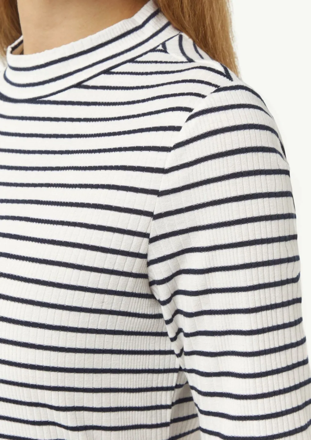 Gestreiftes Jersey-Shirt mit Stehkragen-Comma New