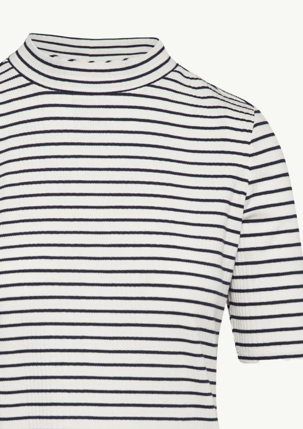 Gestreiftes Jersey-Shirt mit Stehkragen-Comma New
