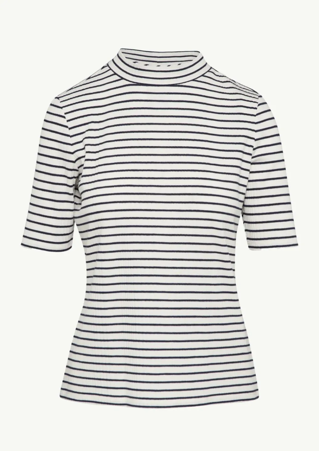 Gestreiftes Jersey-Shirt mit Stehkragen-Comma New