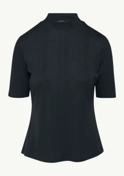 Gestreiftes Jersey-Shirt mit Stehkragen-Comma Hot
