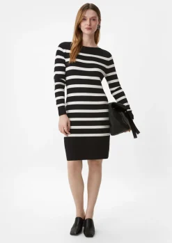 Gestreiftes Kleid aus Feinstrick-Comma Outlet