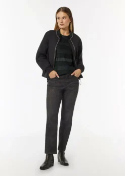 Gestreiftes Mesh-Shirt mit Rundhals-Ausschnitt-Comma Discount