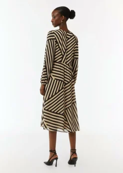 Gestreiftes Midikleid aus Chiffon-Comma Online