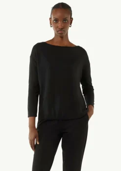 Gestrickter Longsleeve aus Lyocellmix mit U-Boot-Ausschnitt-Comma Clearance