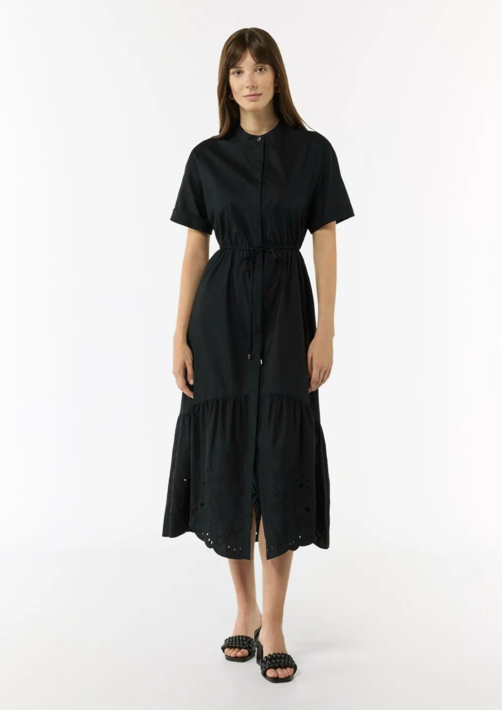 Hemdblusenkleid aus Baumwolle mit Strickerei-Comma Sale