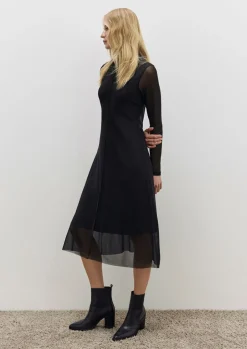 Hochgeschlossenes Midi-Kleid aus Mesh-Comma New