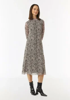 Hochgeschlossenes Midi-Kleid aus Mesh-Comma Fashion