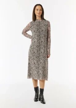 Hochgeschlossenes Midi-Kleid aus Mesh-Comma Fashion