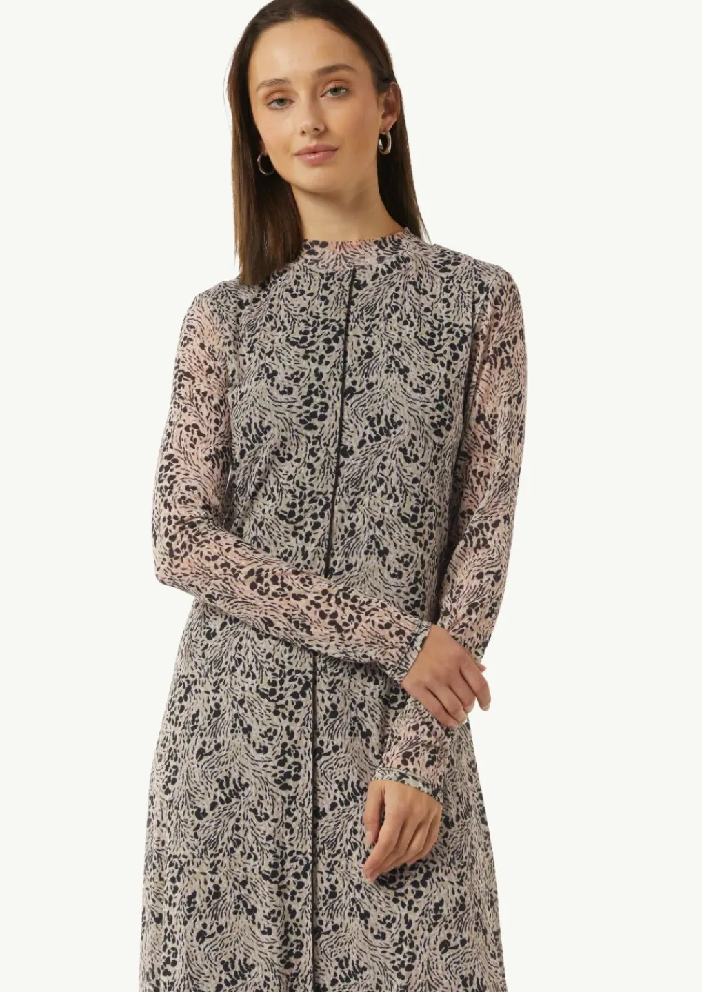 Hochgeschlossenes Midi-Kleid aus Mesh-Comma Fashion