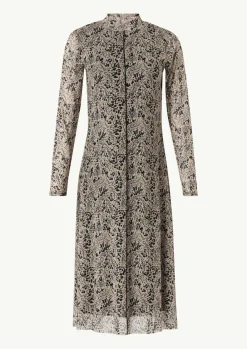 Hochgeschlossenes Midi-Kleid aus Mesh-Comma Fashion
