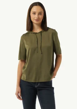 Hoodie-Bluse aus satiniertem Viskosemix-Comma Fashion