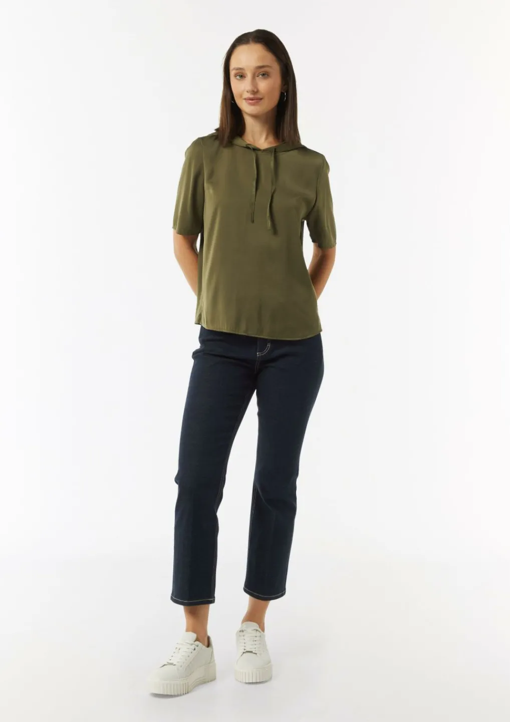 Hoodie-Bluse aus satiniertem Viskosemix-Comma Fashion