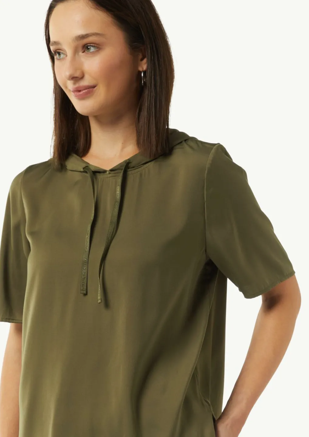 Hoodie-Bluse aus satiniertem Viskosemix-Comma Fashion