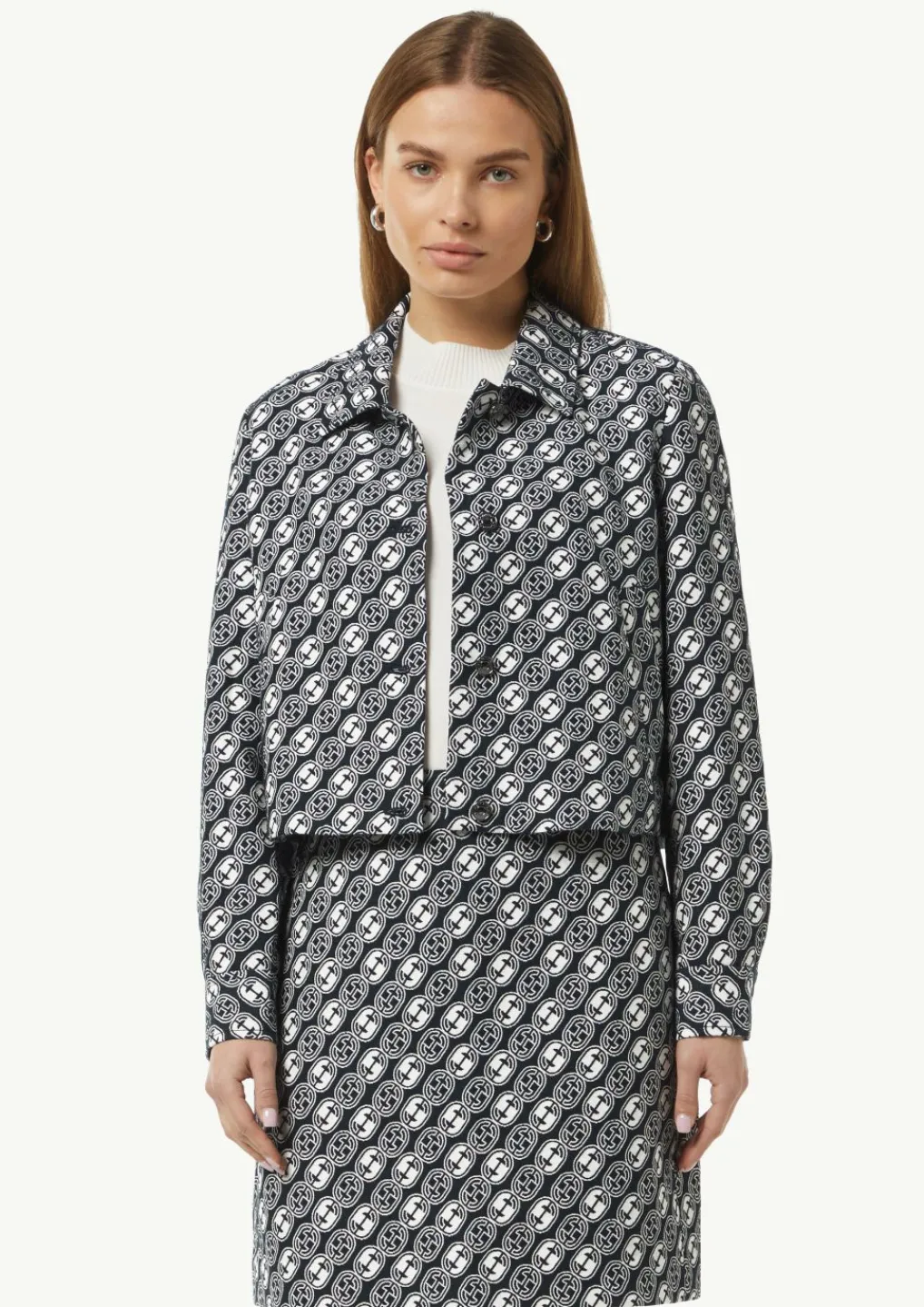 Jacquard-Jacke mit All-over-Logo-Print-Comma Fashion