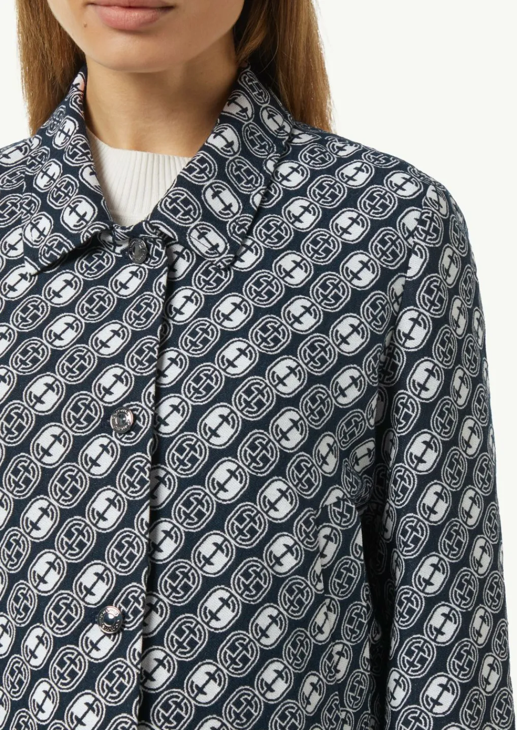 Jacquard-Jacke mit All-over-Logo-Print-Comma Fashion