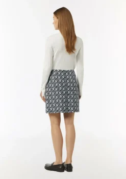 Jacquard-Rock mit Logo-Muster und Reißverschluss-Comma Fashion