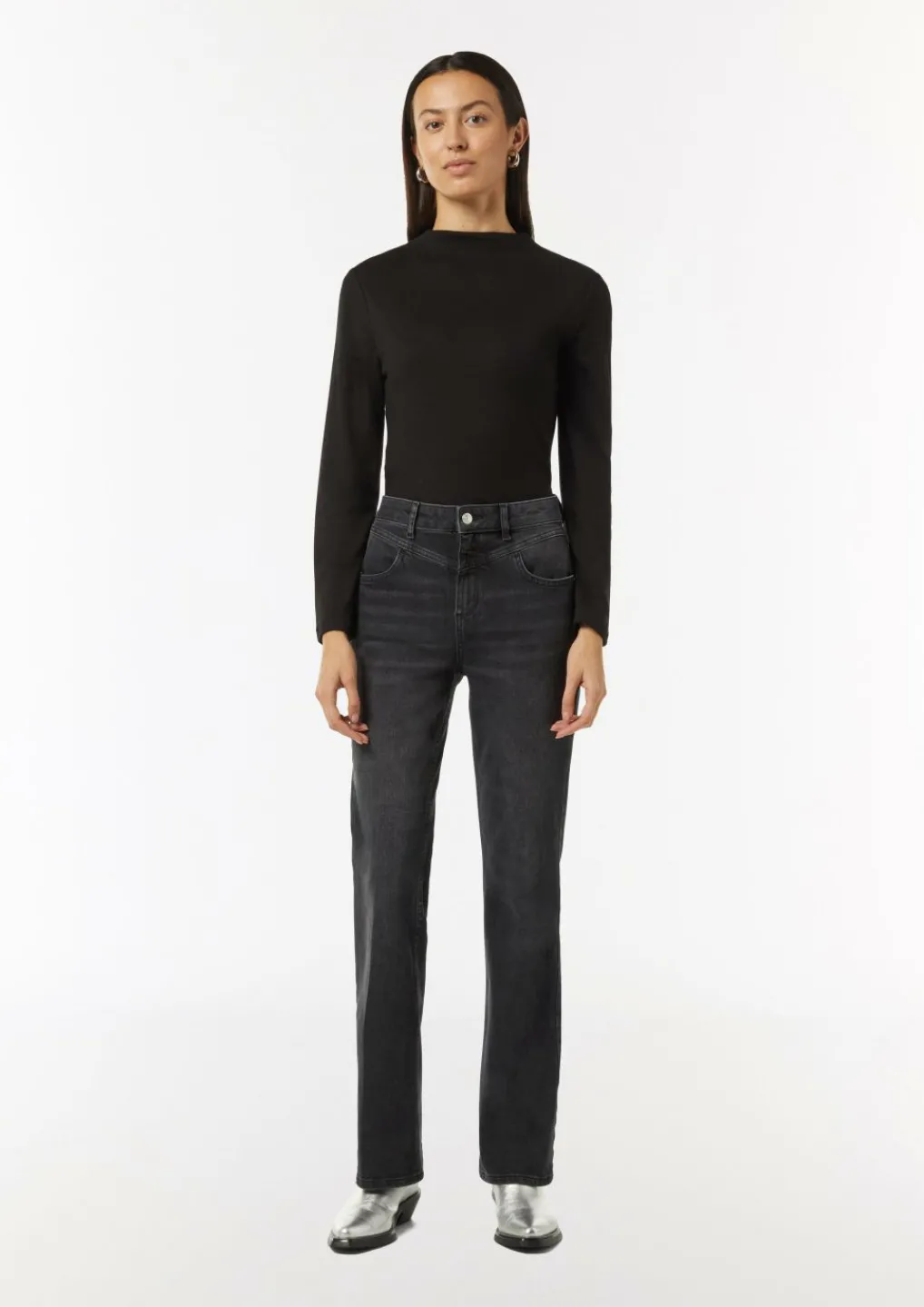 Jeans mit Flared Leg und Schmuck-Detail-Comma New