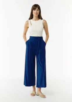 Jersey-Culotte mit Elastikbund und Bindegürtel-Comma Fashion