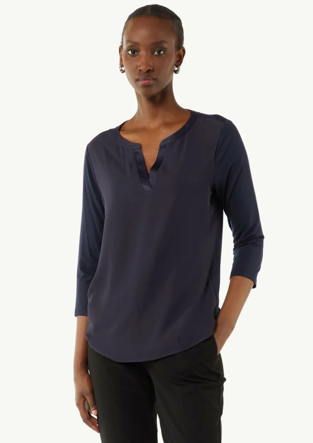 Jersey-Shirt im Farbricmix mit 3/4-Ärmeln-Comma Clearance