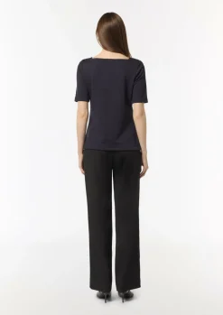 Jersey-Shirt mit U-Boot-Ausschnitt-Comma Sale