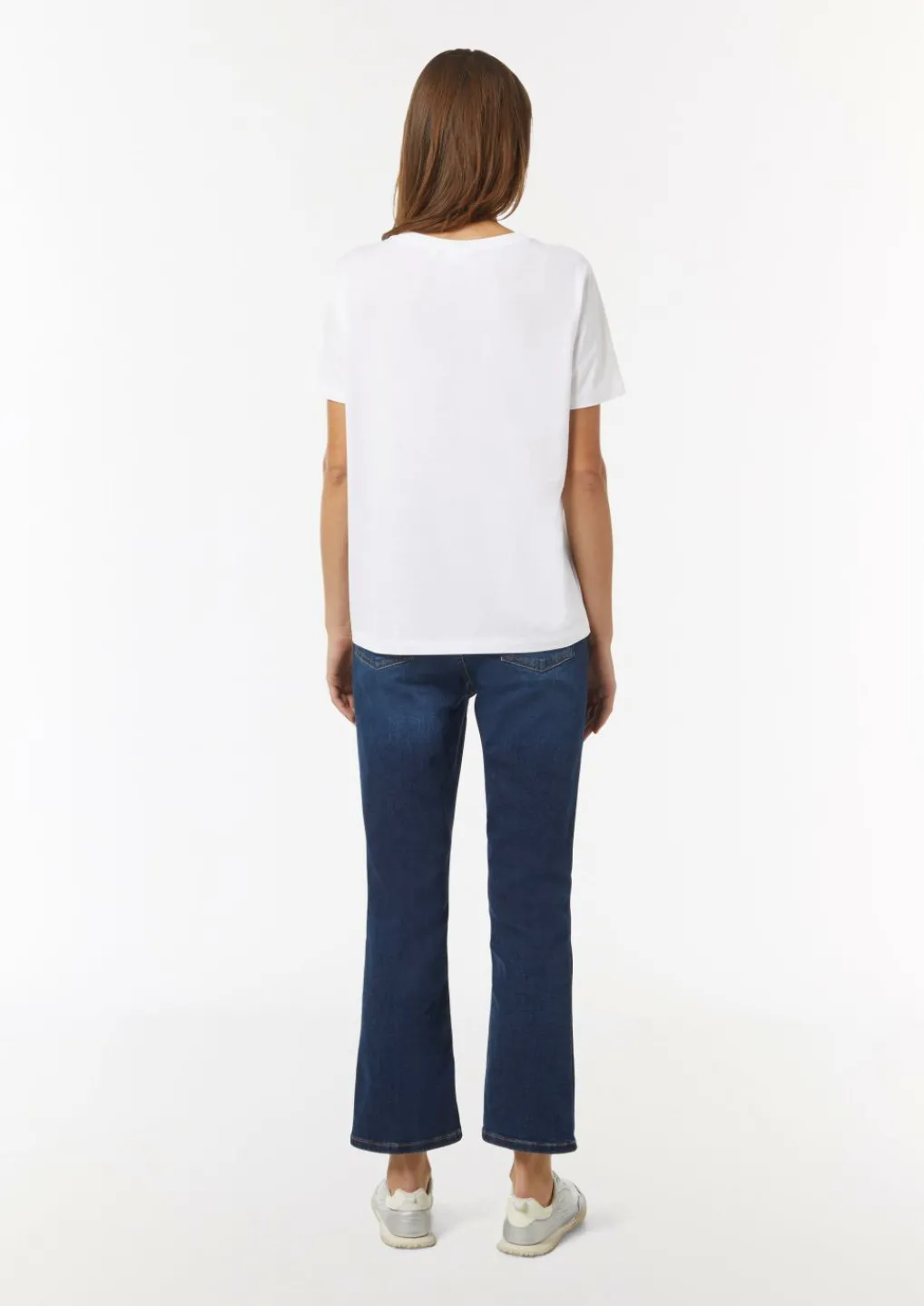Jersey-T-Shirt aus reiner Baumwolle mit Logo-Frontprint-Comma Fashion