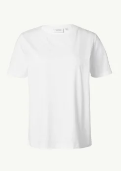 Jersey-T-Shirt aus reiner Baumwolle mit Logo-Frontprint-Comma Fashion