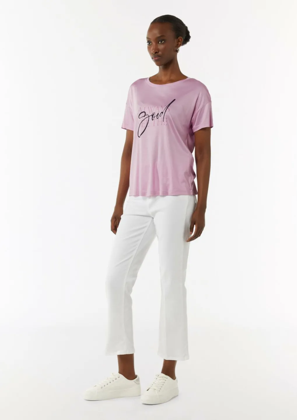 Jersey-T-Shirt im Relaxed Fit mit Front-Print-Comma Online