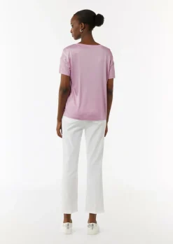 Jersey-T-Shirt im Relaxed Fit mit Front-Print-Comma Online