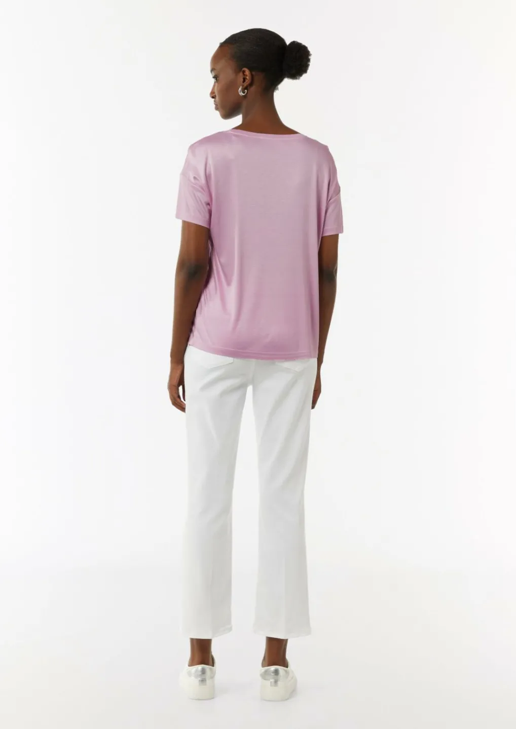 Jersey-T-Shirt im Relaxed Fit mit Front-Print-Comma Online