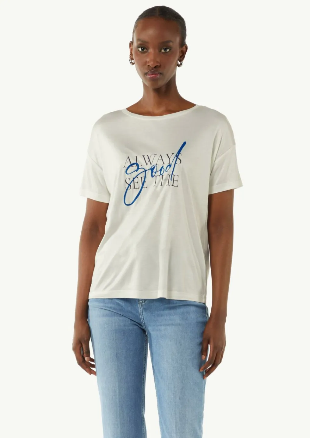 Jersey-T-Shirt im Relaxed Fit mit Front-Print-Comma Best
