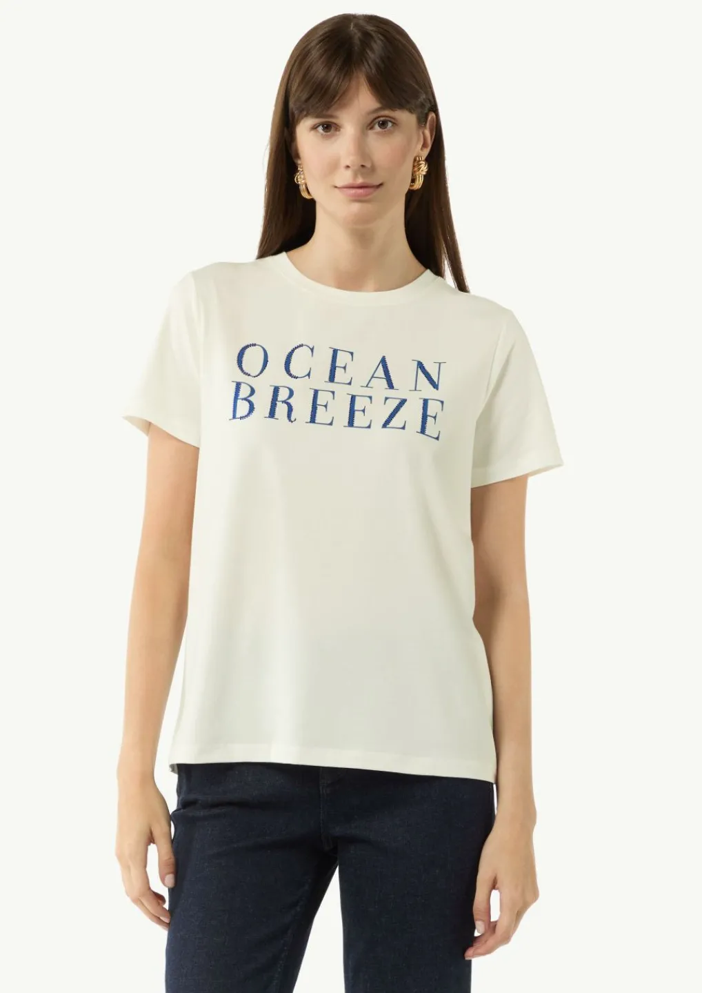 Jersey-T-Shirt mit Artwork-Comma Discount