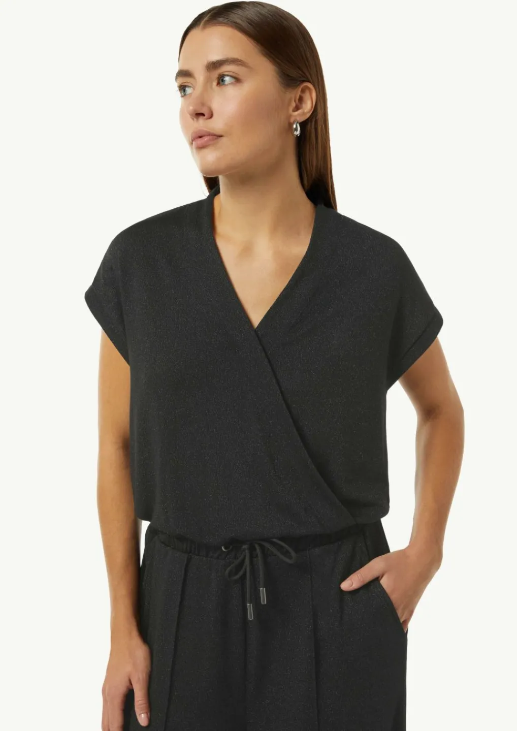 Jumpsuit in Wickel-Optik mit Metallic-Effekt-Comma Discount