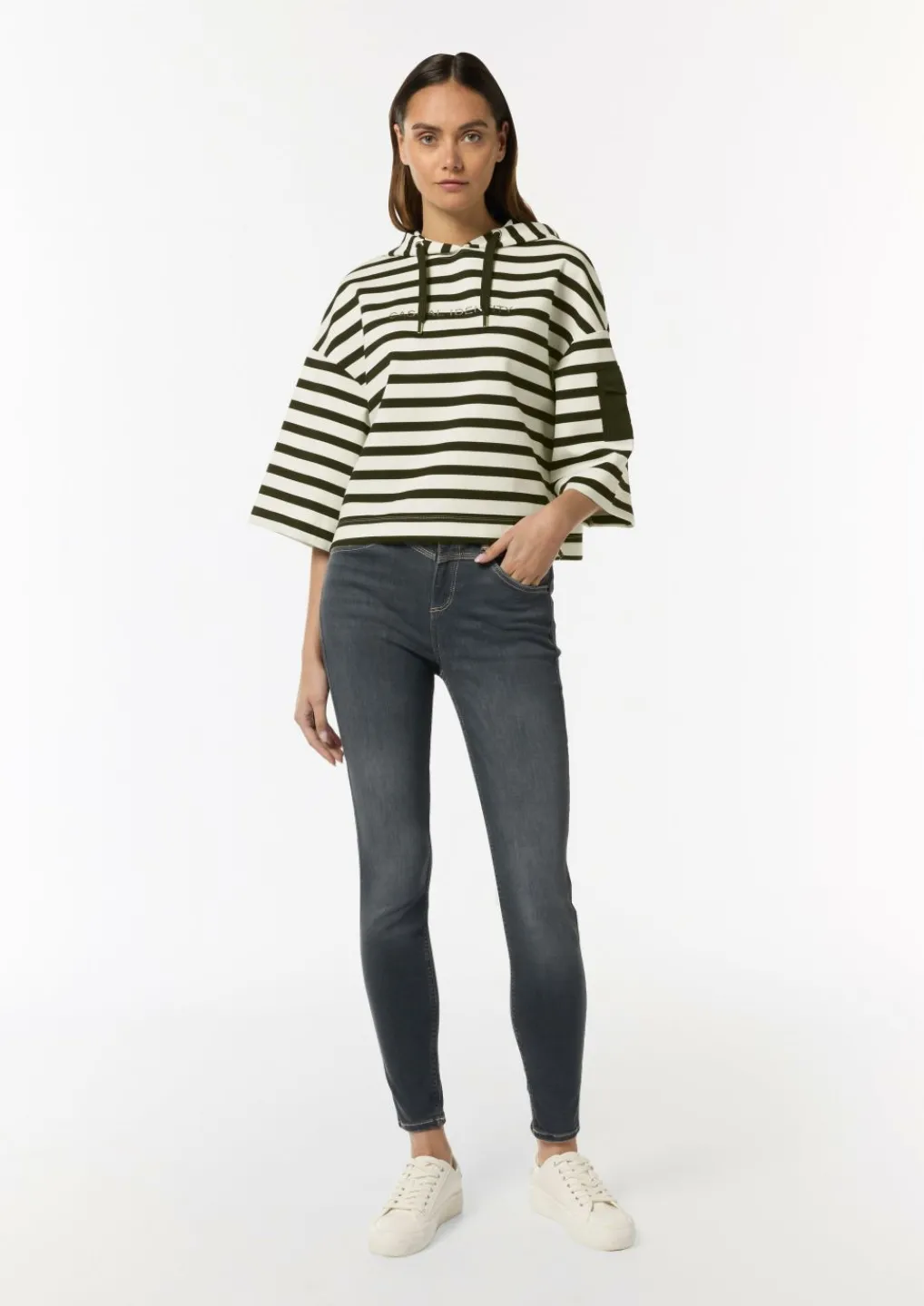 Kapuzen-Sweatshirt im Relaxed Fit mit Folienprint-Comma Hot