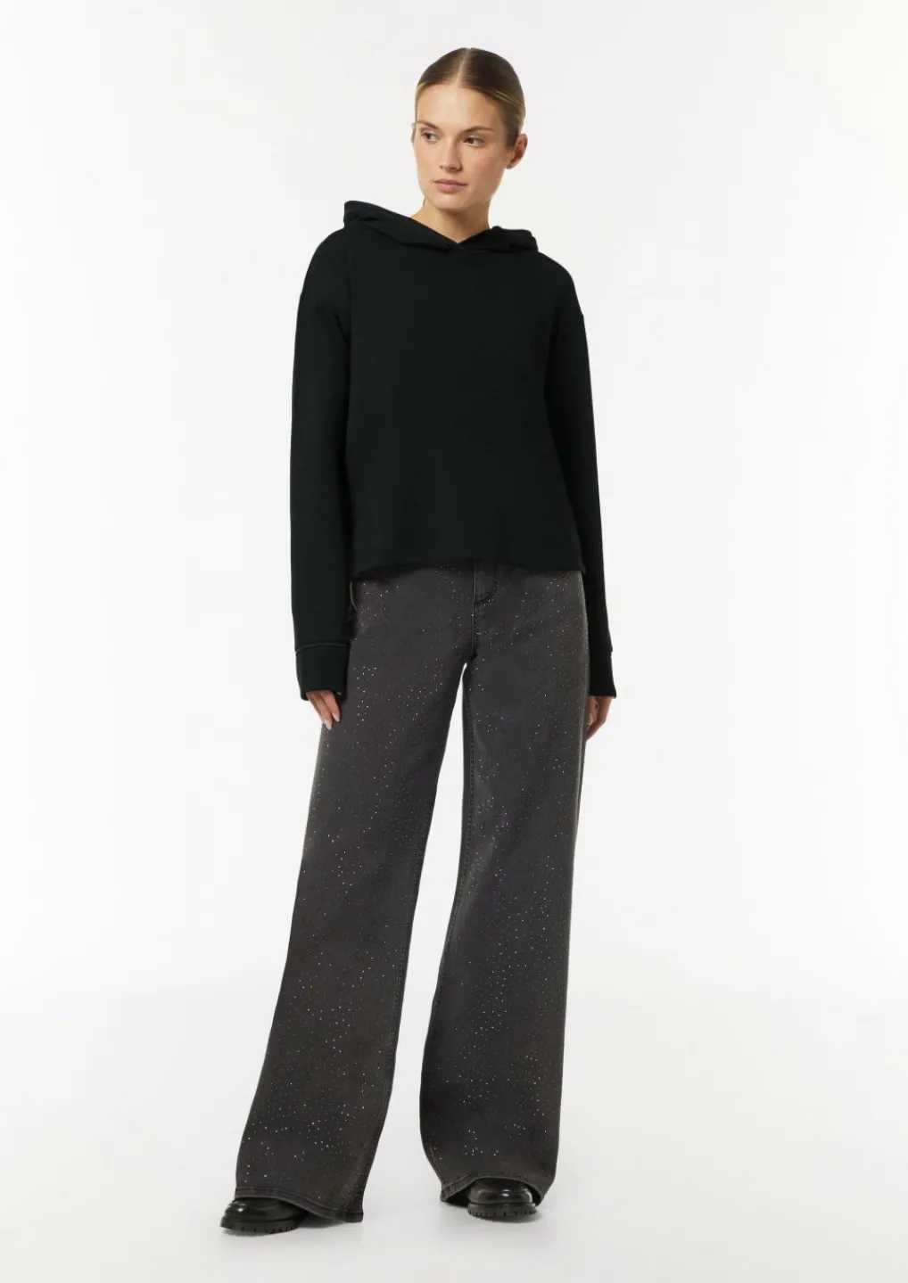 Kapuzen-Sweatshirt mit Satin-Details-Comma Outlet